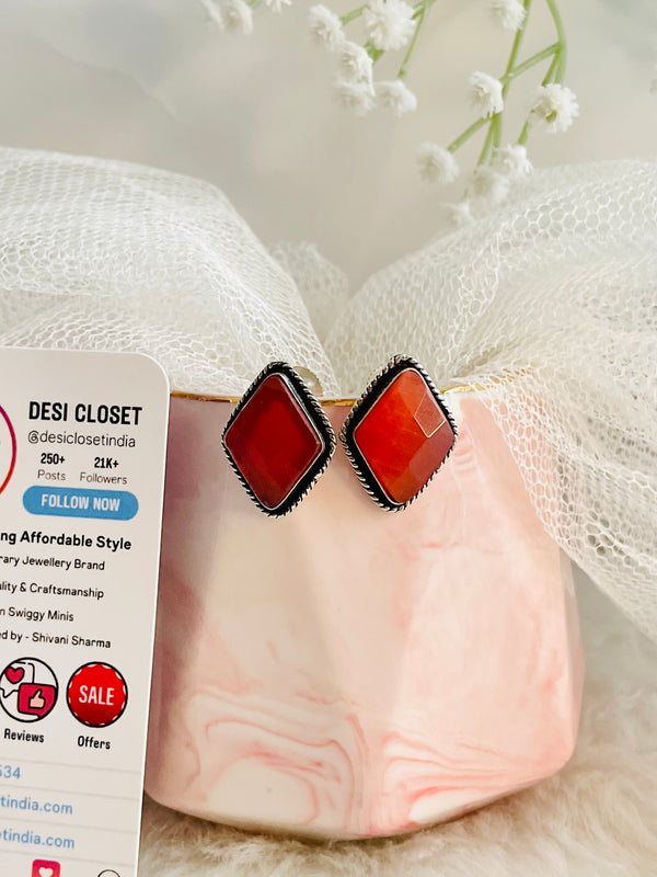 Orange Rust Kinari Studs - Desi Closet