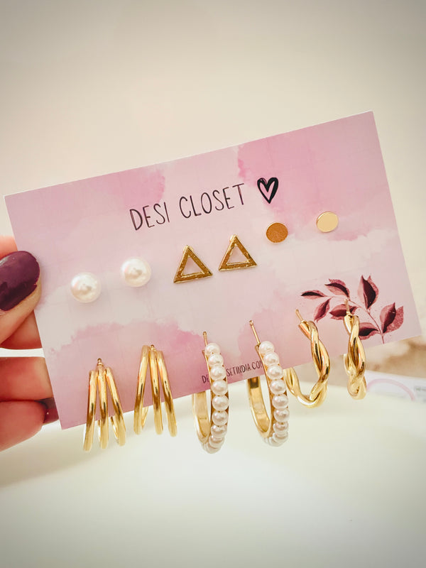 Multi 6 Earrings Card - (Tri Stud Design)