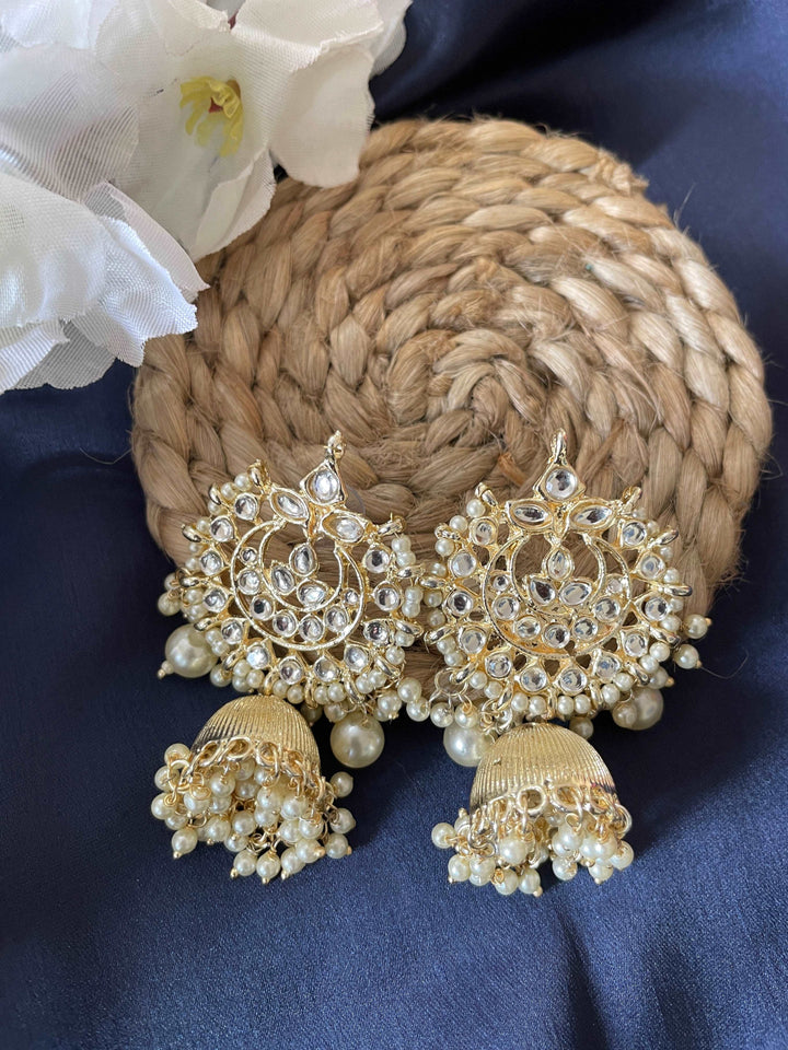 Contemporary Beaded Layered Jhumki Style Earrings -  Small - Desi Closet