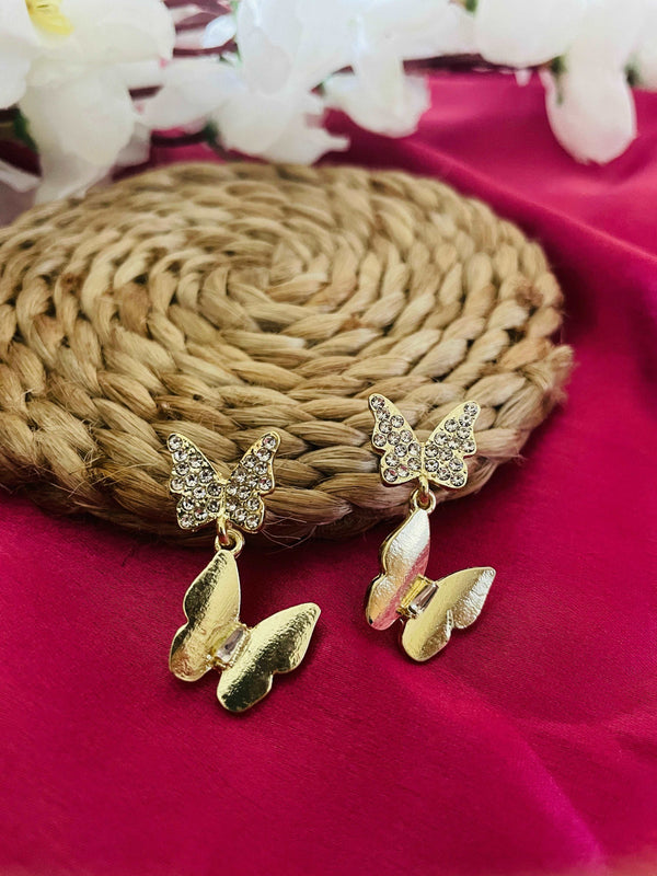 Eye Catcher Gold Butterfly Studs - Desi Closet