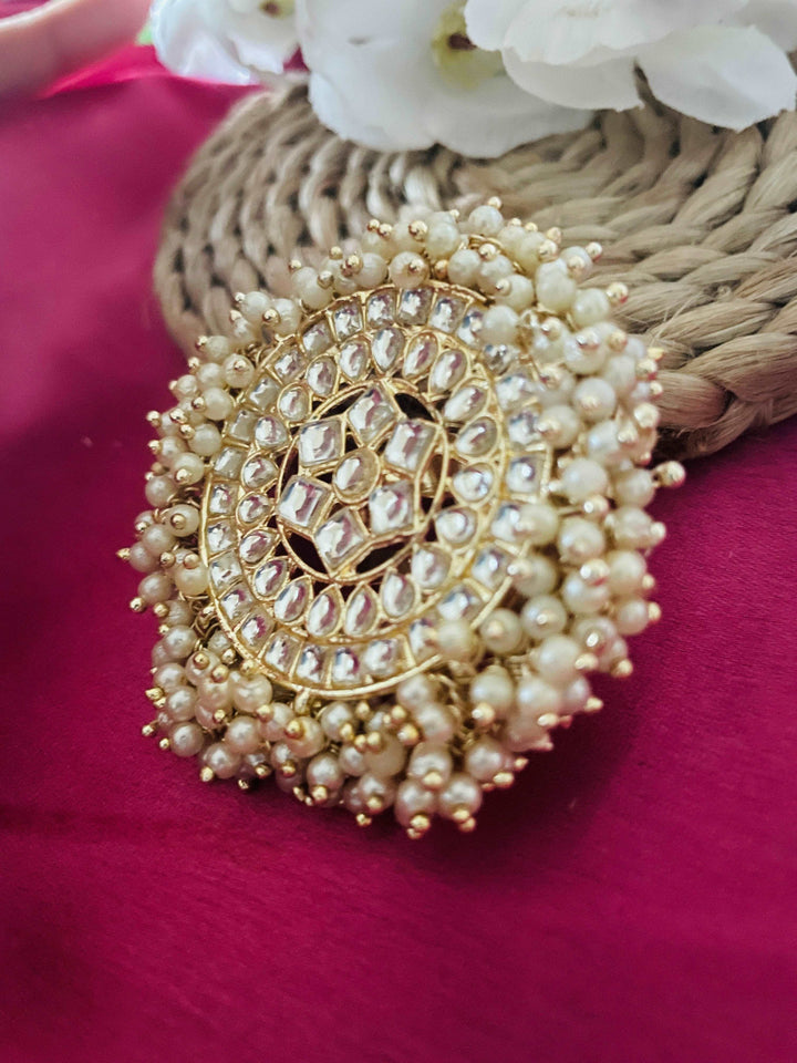 Kundan Studded Statement Ring - Desi Closet