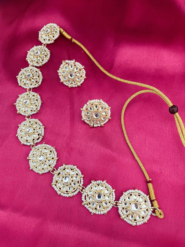 Delicate Flower Choker and Earrings Set - Desi Closet