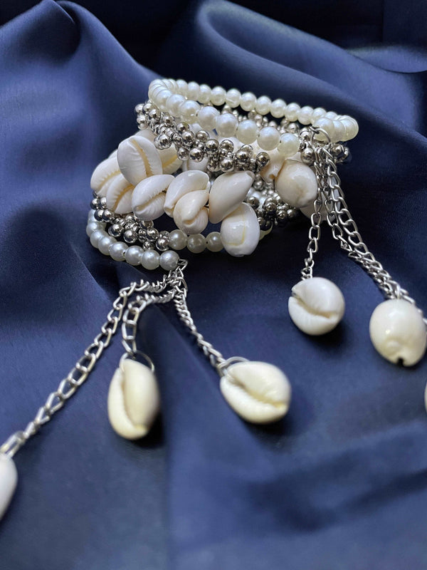 Free Size Bracelet Bangles With Shell Drop Tassles - Desi Closet
