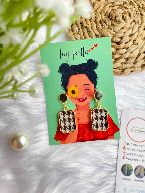 Checkered Designer Fabric Drops (Black Green Tinge) - Desi Closet