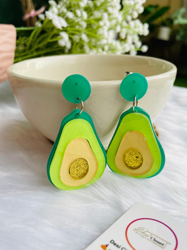 Acrylic Avocado Earrings - Desi Closet