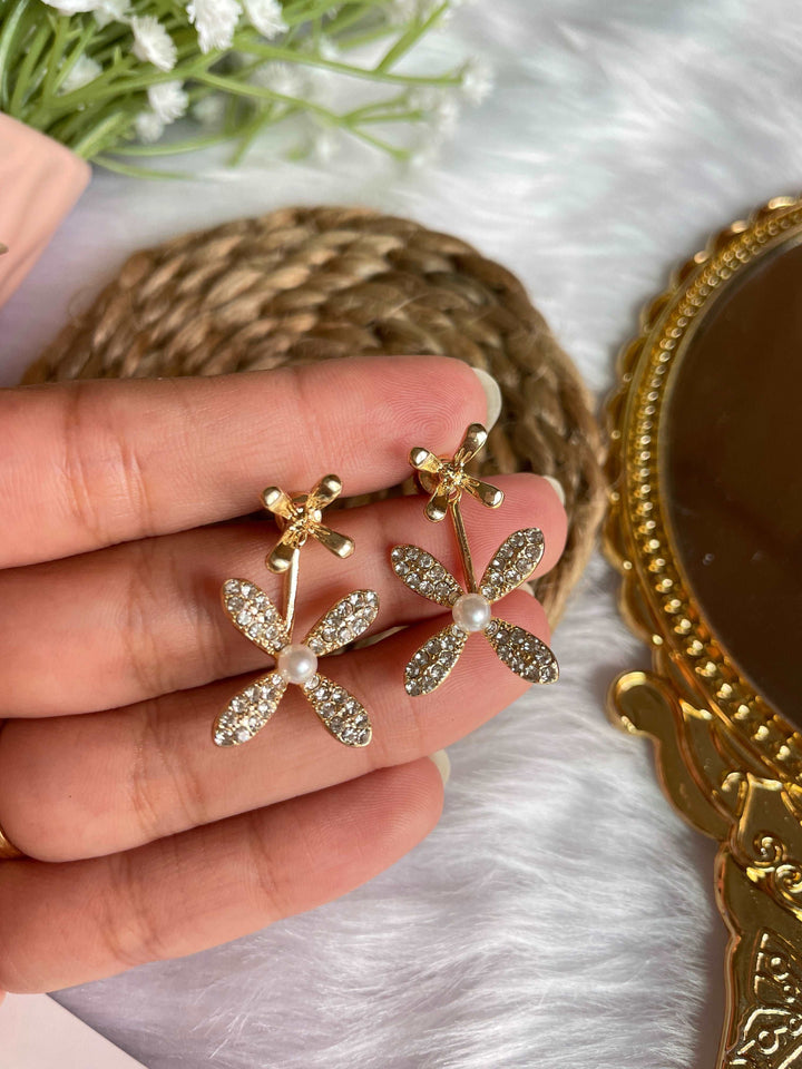 Korean Flower Stud plus Drop - Desi Closet