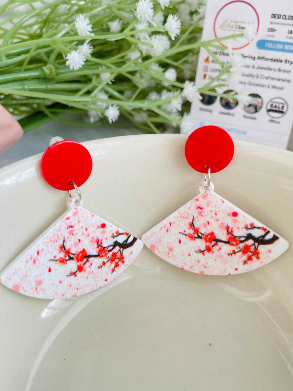 Acrylic Japanese Fan Earrings - Desi Closet