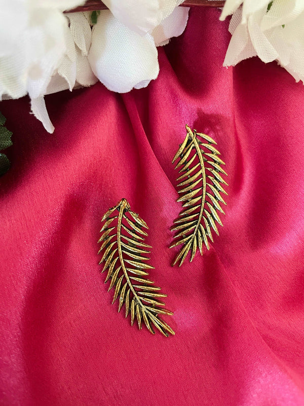 Gold Leafy Earrings - Desi Closet