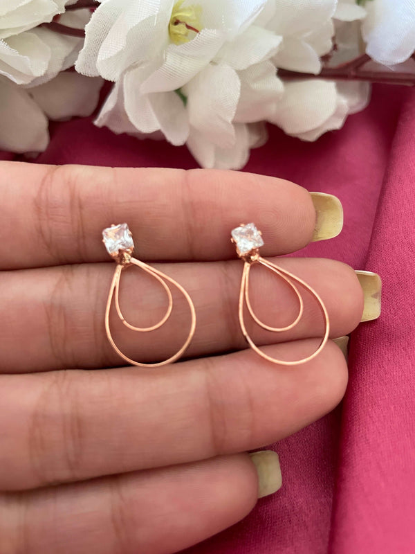 Gold Mould Double Layer Studs - Desi Closet