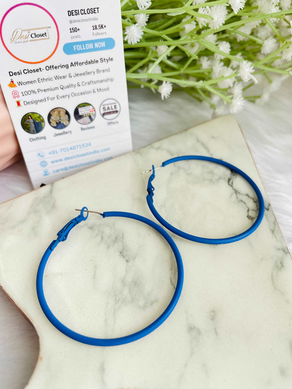 Bold Blue Matte Hoops - Desi Closet