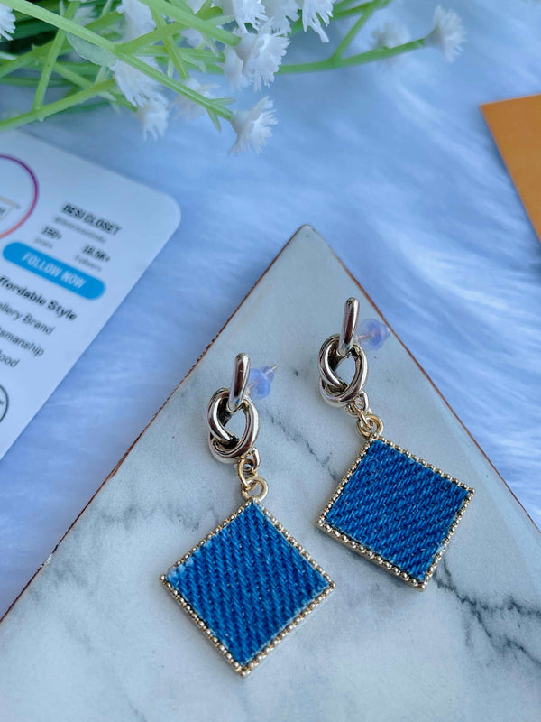 Denim Knot Studs - Desi Closet