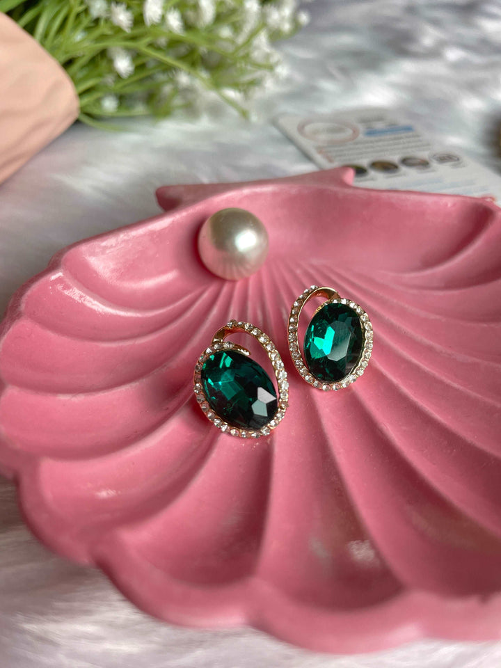 Emerald Green Studs - Desi Closet