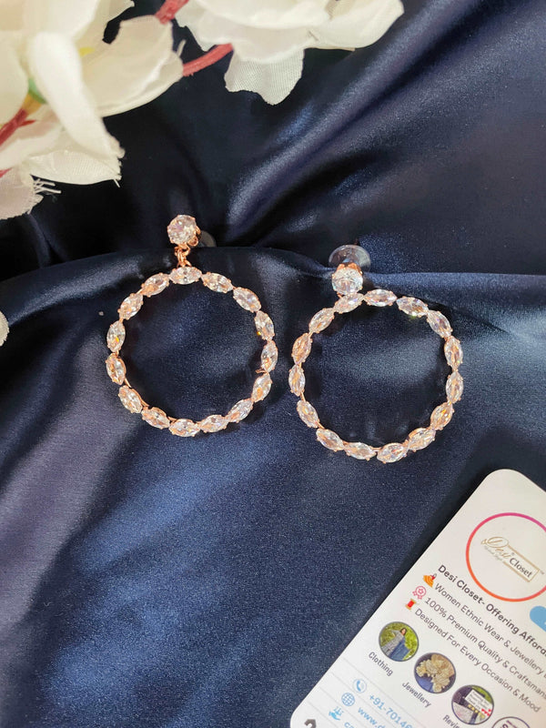 Crystal Partywear Dangling Hoops - Desi Closet
