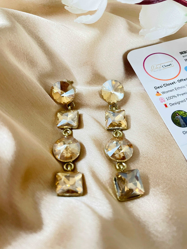 Gold Crystal Circles and Squares - Desi Closet
