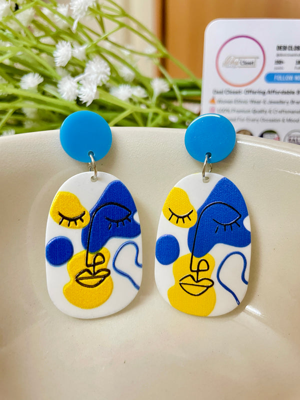 Work Blues Acrylic Earrings - Desi Closet
