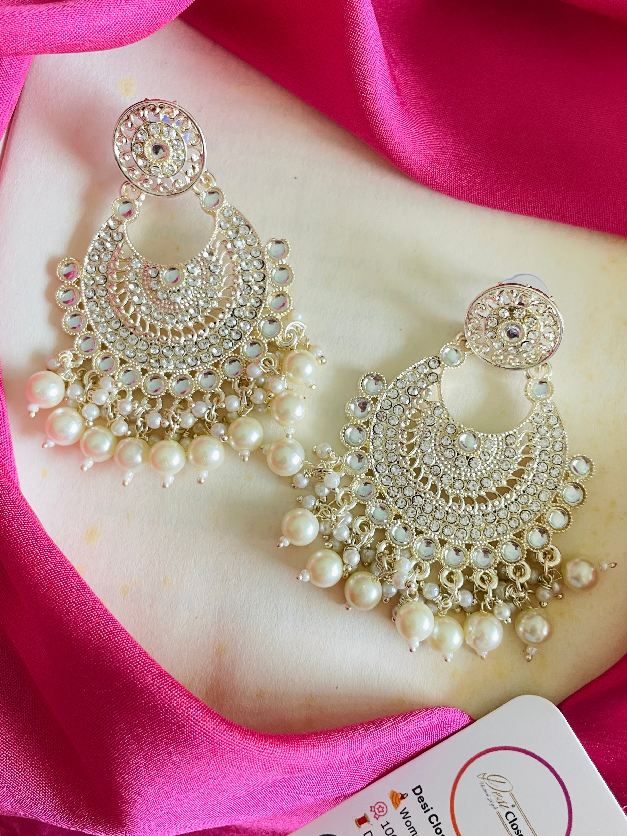 Zircon Wedding Earrings - Desi Closet