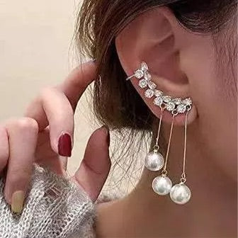 Pearl Drop Ear Cuffs - Desi Closet