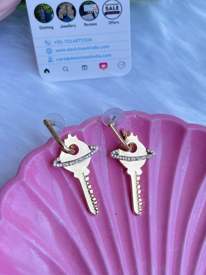 Key to your Heart Earrings - Desi Closet