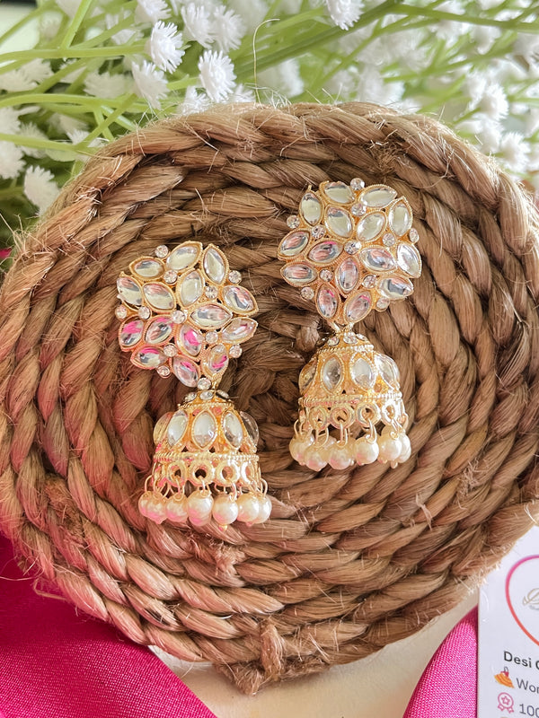 Kundan Tiny Jhumkis - Desi Closet