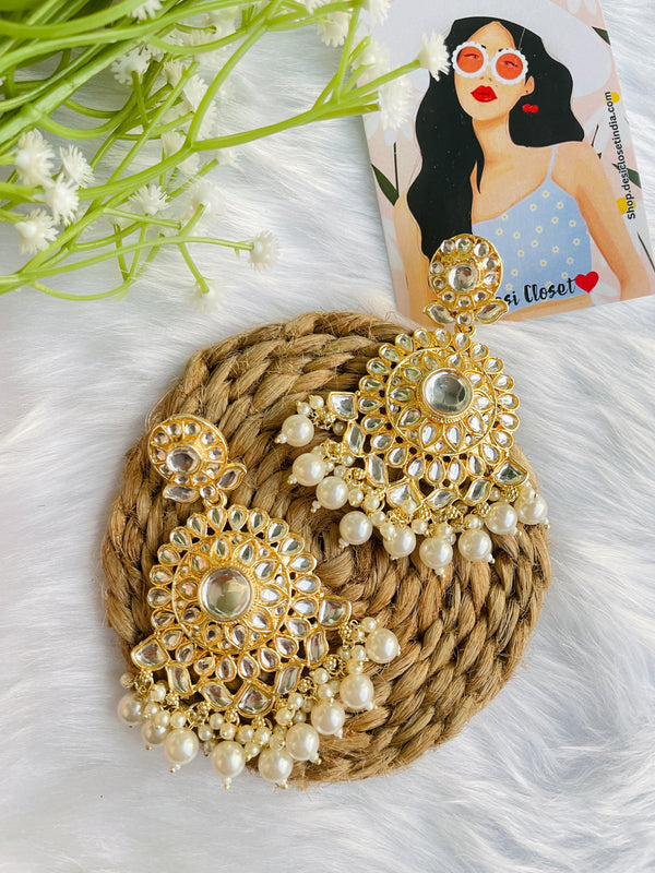 Light Kundan Danglers - Desi Closet