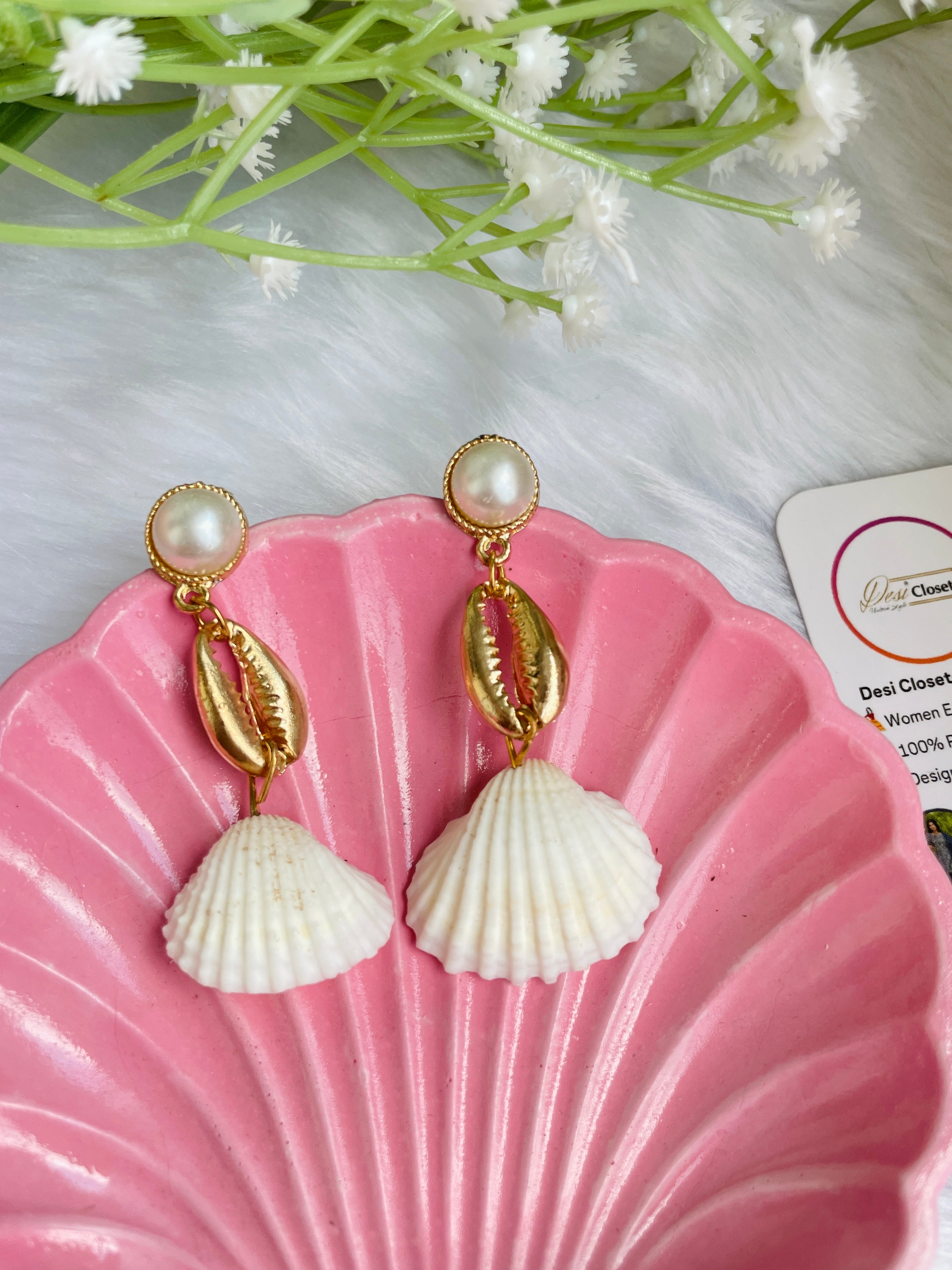 Gold Shell Earrings - Desi Closet