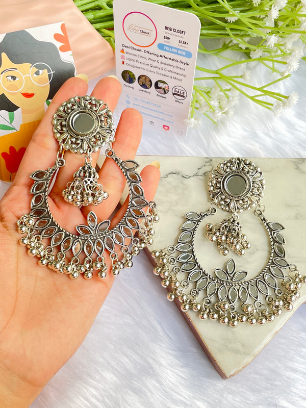 Oxidised Silver Chandbali Large - Desi Closet