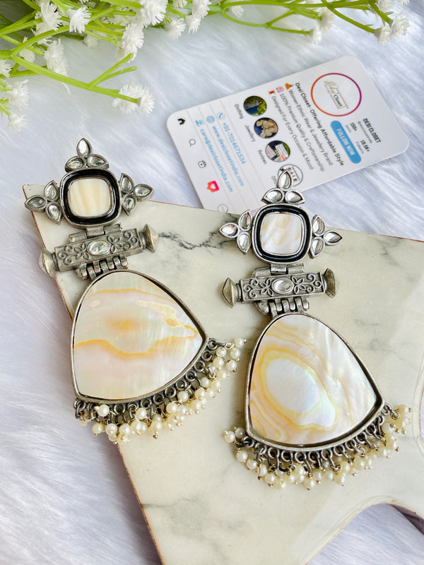 Statement Marble Stone Danglers - Desi Closet