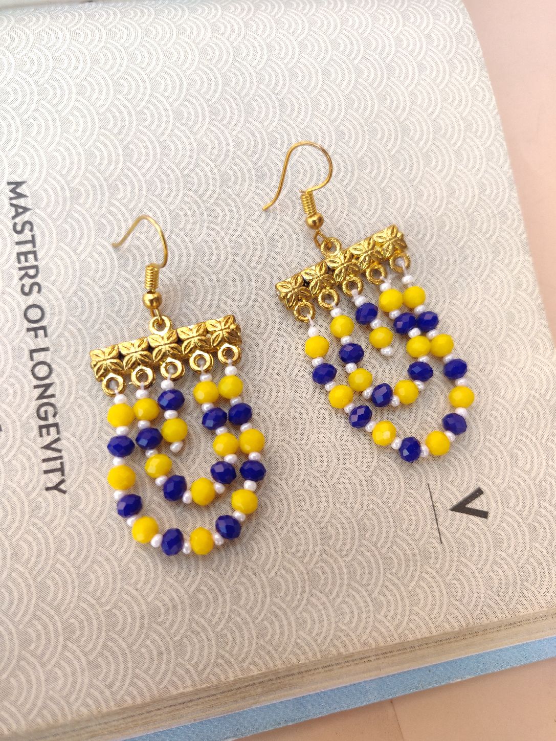 Multi beads Yellow Blue Drops - Desi Closet