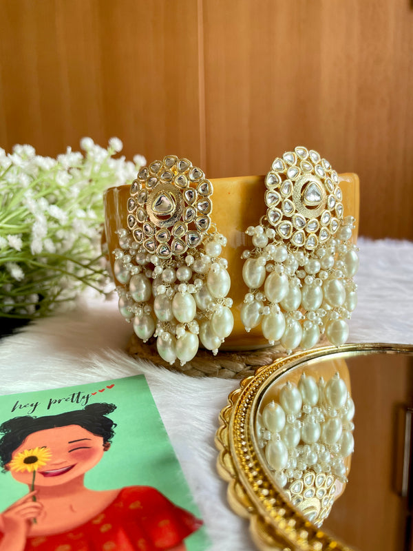 Traditional WHITE Gold Plated Drops - Desi Closet