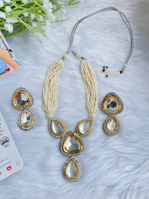 Royal Beaded Neckline with Stunning Earrings - Desi Closet