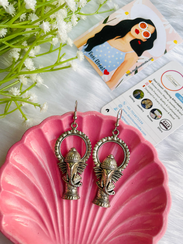 Needle Ganesha Earrings - Desi Closet