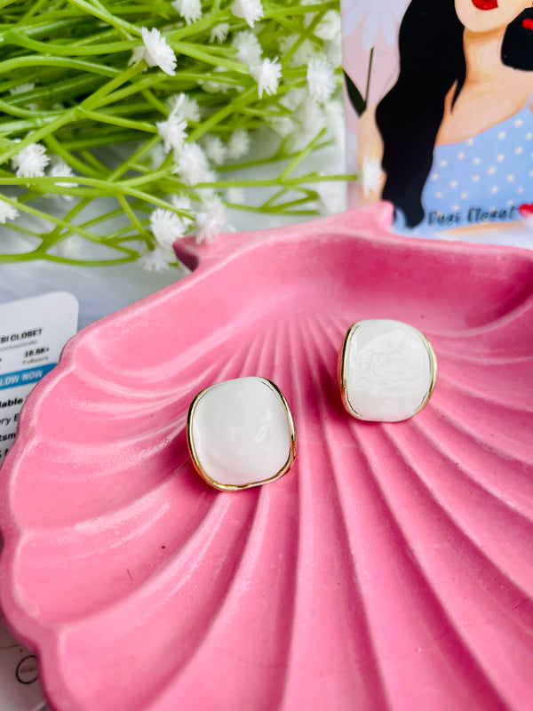 White Glaze Studs - Desi Closet