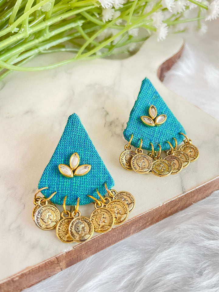 Neel Amber Fabric Studs - Desi Closet