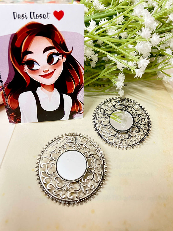 Fida Mirror Studs - Desi Closet