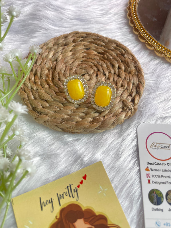 Natural Yellow Stone Studs - Desi Closet