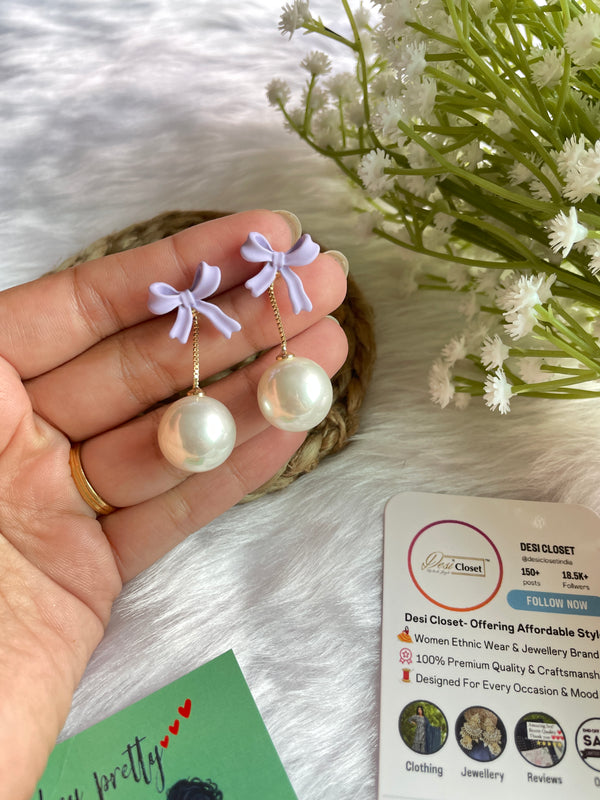 Stylish Purple Bow Pearls - Desi Closet