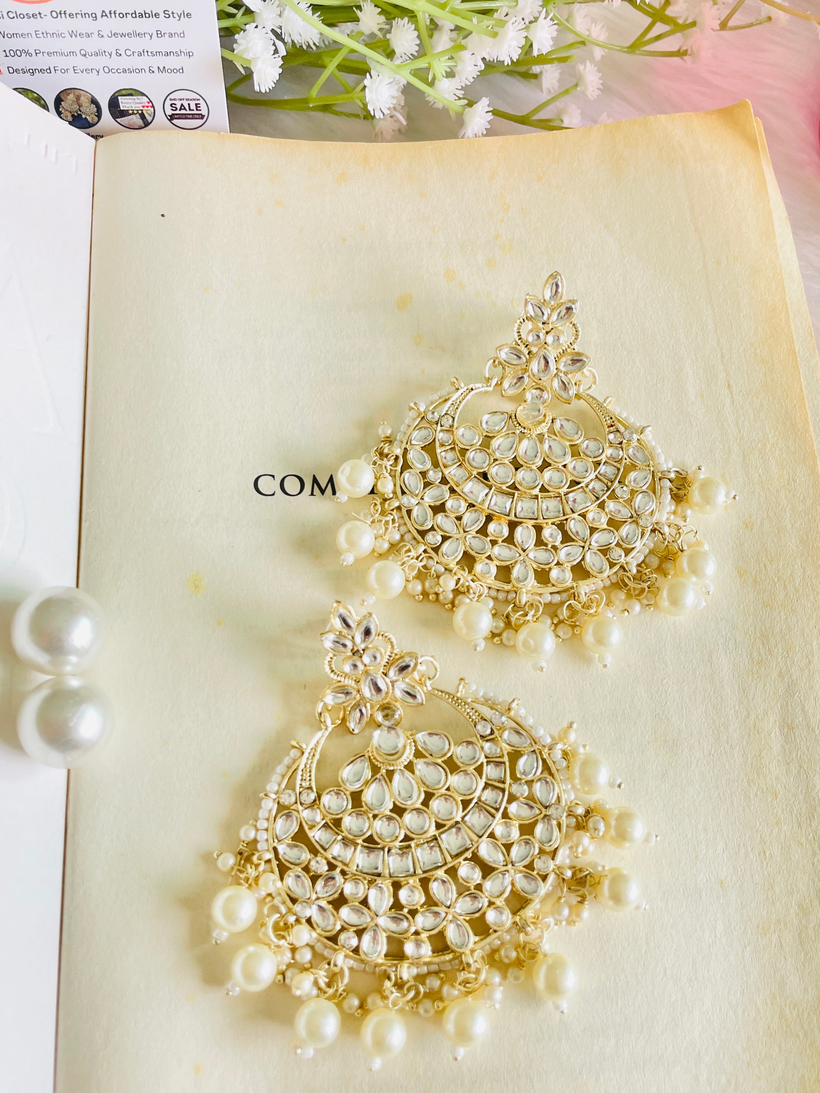 Kundan Wedding Earrings - Desi Closet