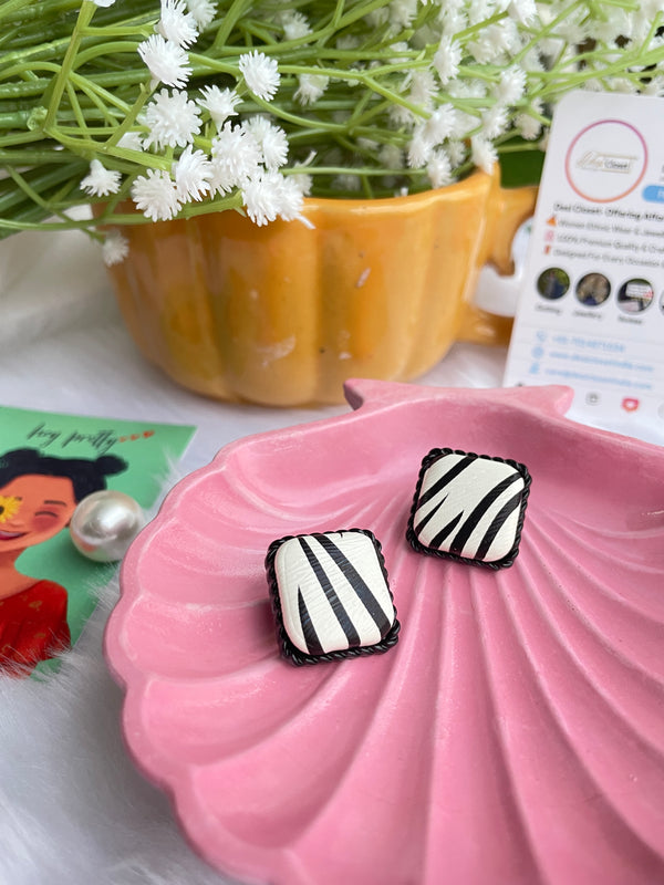 Zebra Stripe Studs - Desi Closet