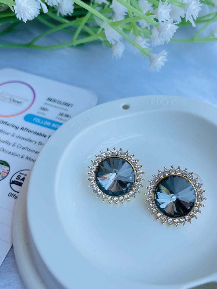 Grey Stone Studs - Desi Closet