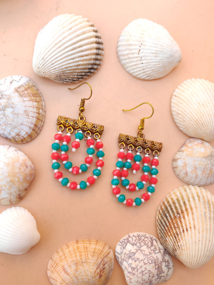 Multi Bead Red Green Drops - Desi Closet