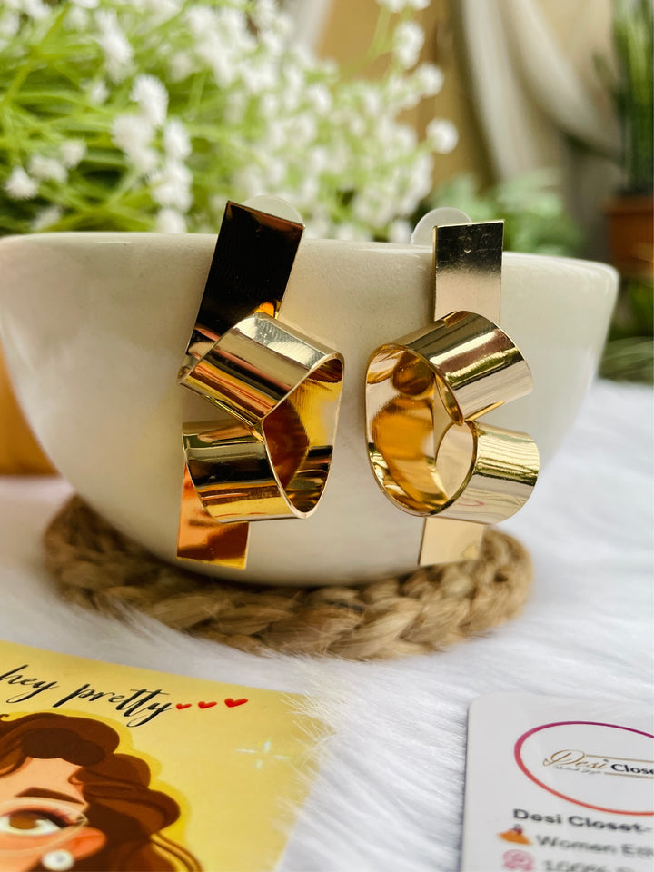 Twist Knot Gold Metal Earrings - Desi Closet
