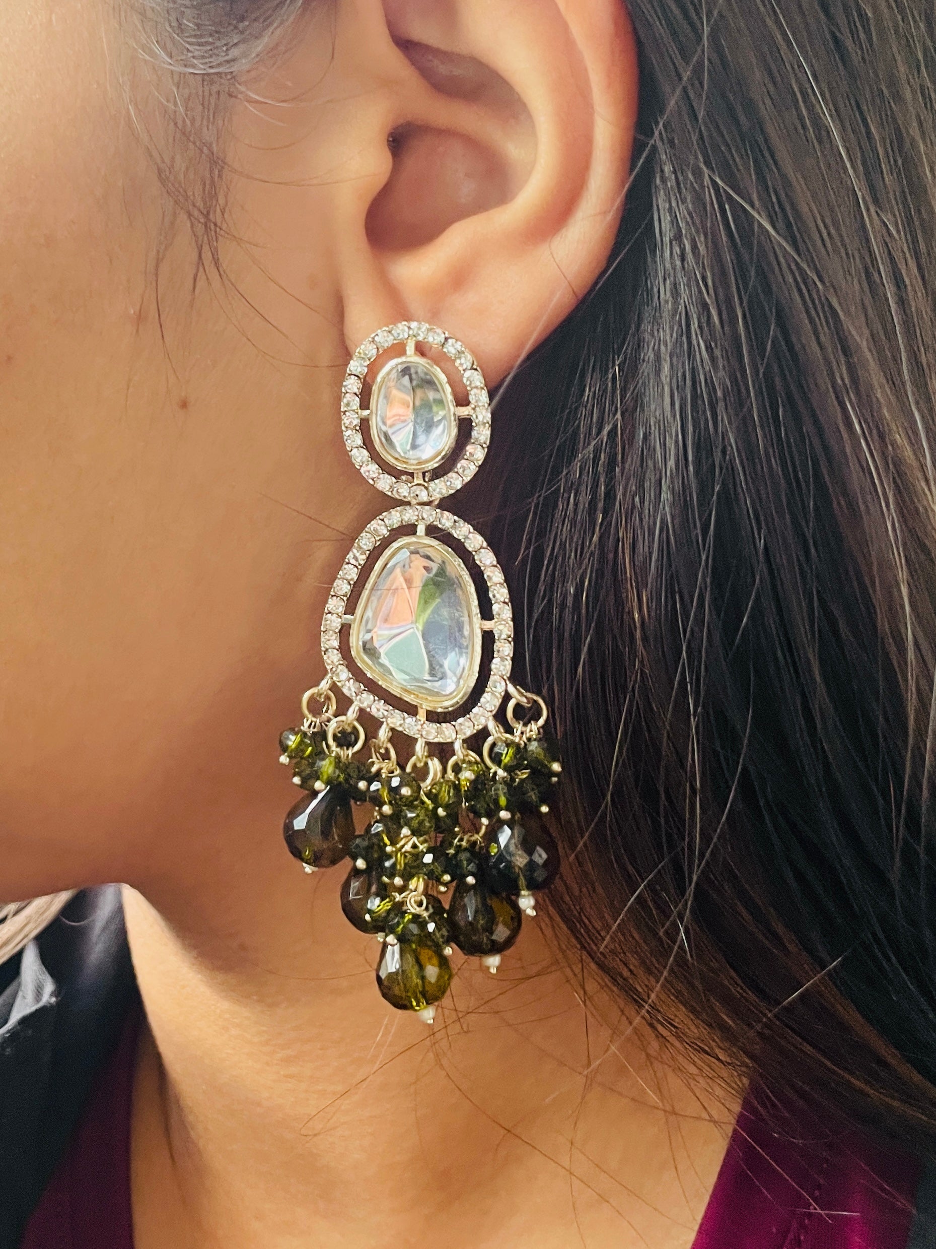 Olive Premium Indian Earrings - Desi Closet