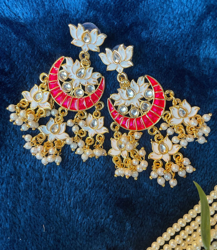 Lotus motif drop earrings - Desi Closet