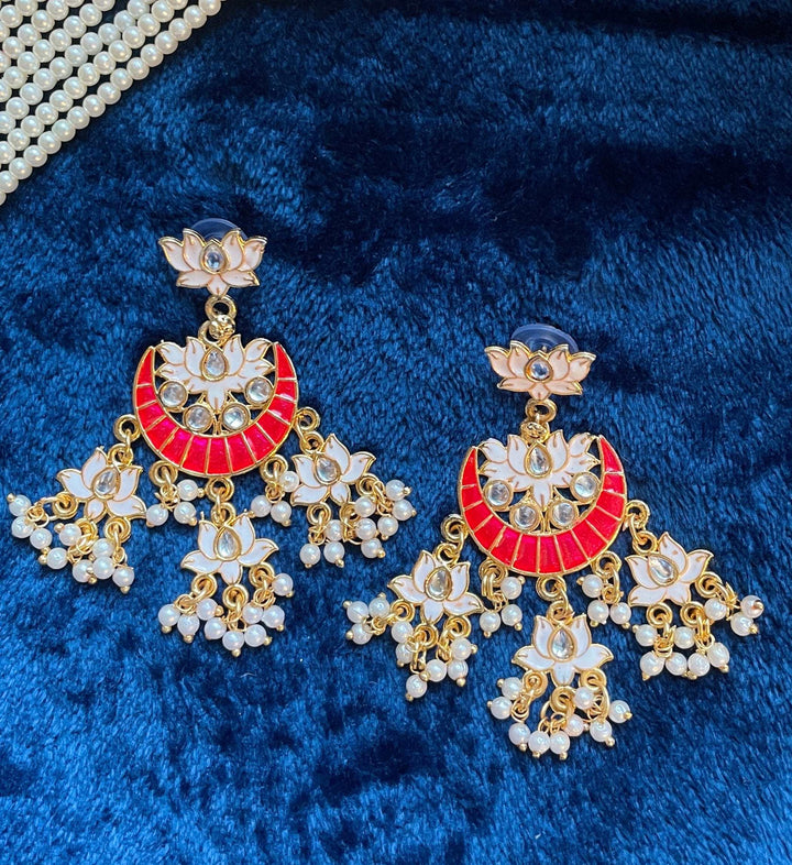 Lotus motif drop earrings - Desi Closet