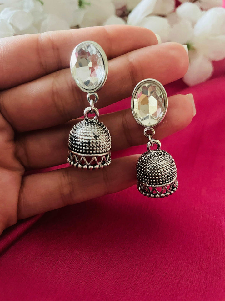 Crystal Jhumkis 1 - Desi Closet