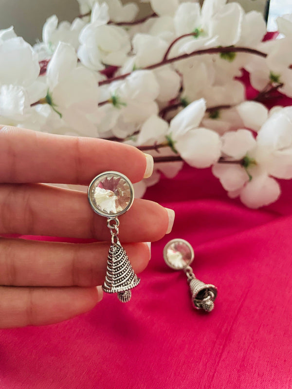 Silver Bell Drop Earrings - Desi Closet