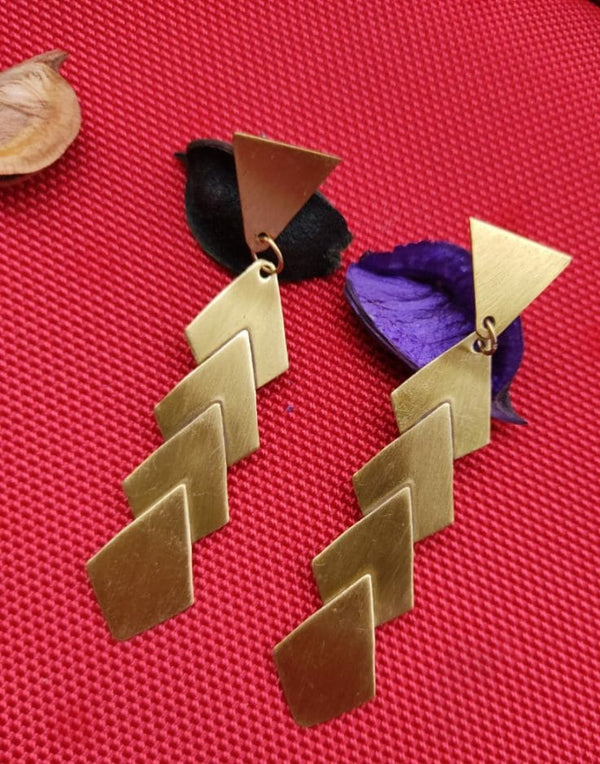 Partywear Barfi Brass Drop Earrings - Desi Closet