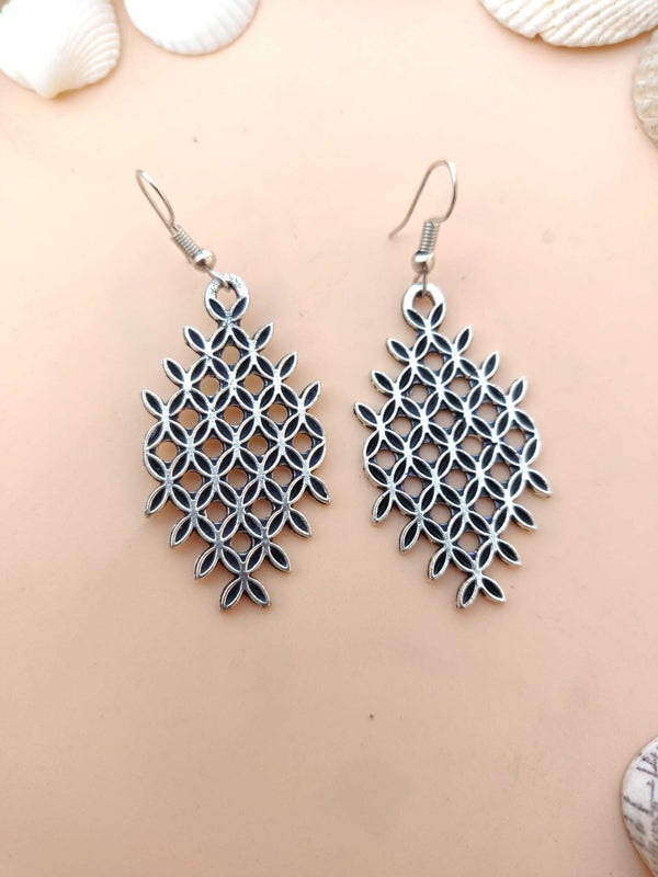 German Silver Dangler Light Weight Interwoven Earrings - Desi Closet