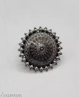 Sun Moon Oxidised Adjustable Ring - Desi Closet