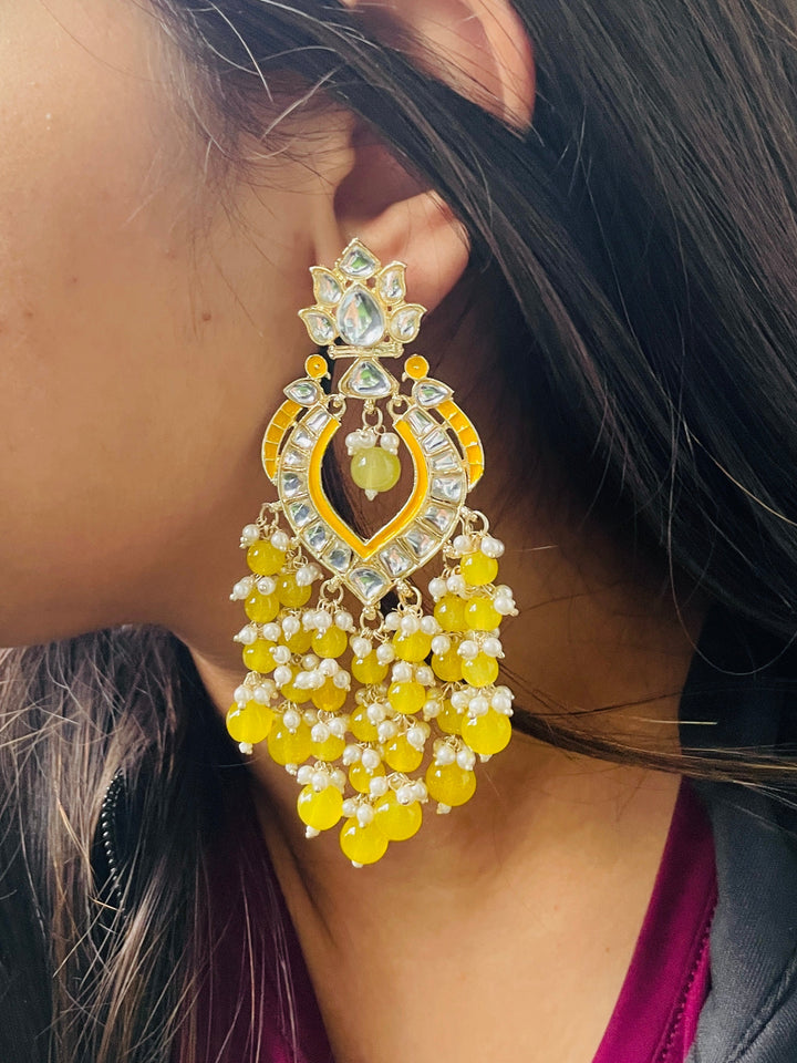 Haldi Beads Sweetheart Long Danglers - Desi Closet